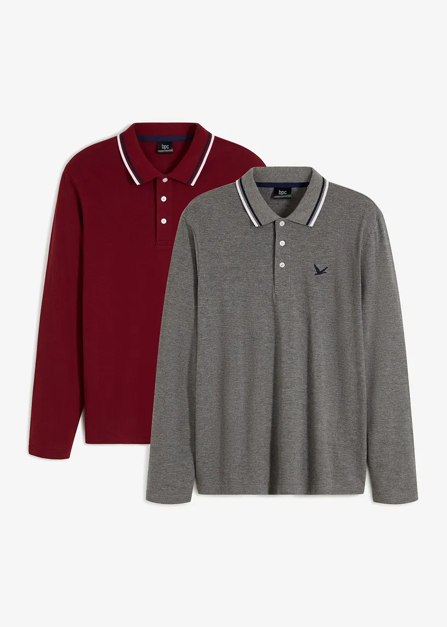 Poloshirt (2er Pack) aus reiner Bio-Baumwolle in rot von vorne - bonprix Poloshirt (2er Pack) aus reiner Bio-Baumwolle in rot von vorne - bonprix