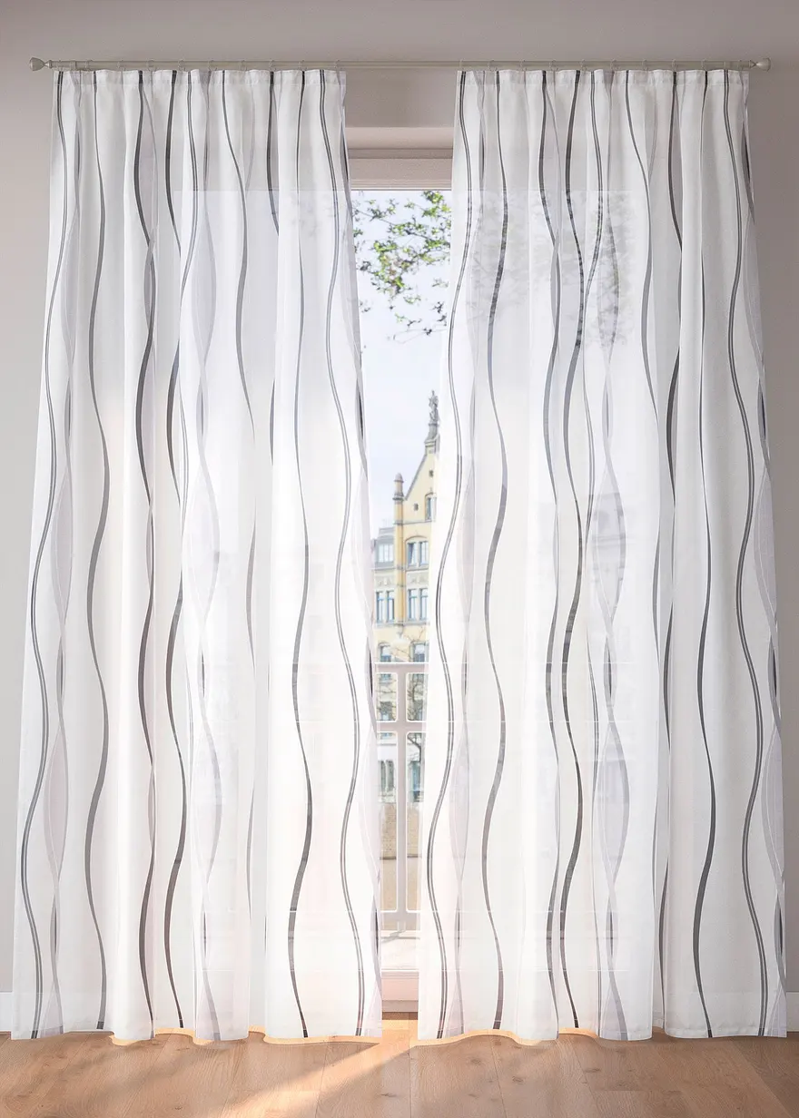 Gardine mit Wellenmuster (1er Pack) in silber - bonprix Gardine mit Wellenmuster (1er Pack) in silber - bonprix