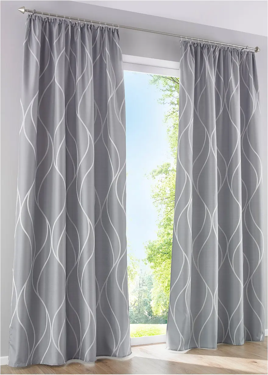 Jacquard Vorhang (1er Pack) in grau - bonprix Jacquard Vorhang (1er Pack) in grau - bonprix
