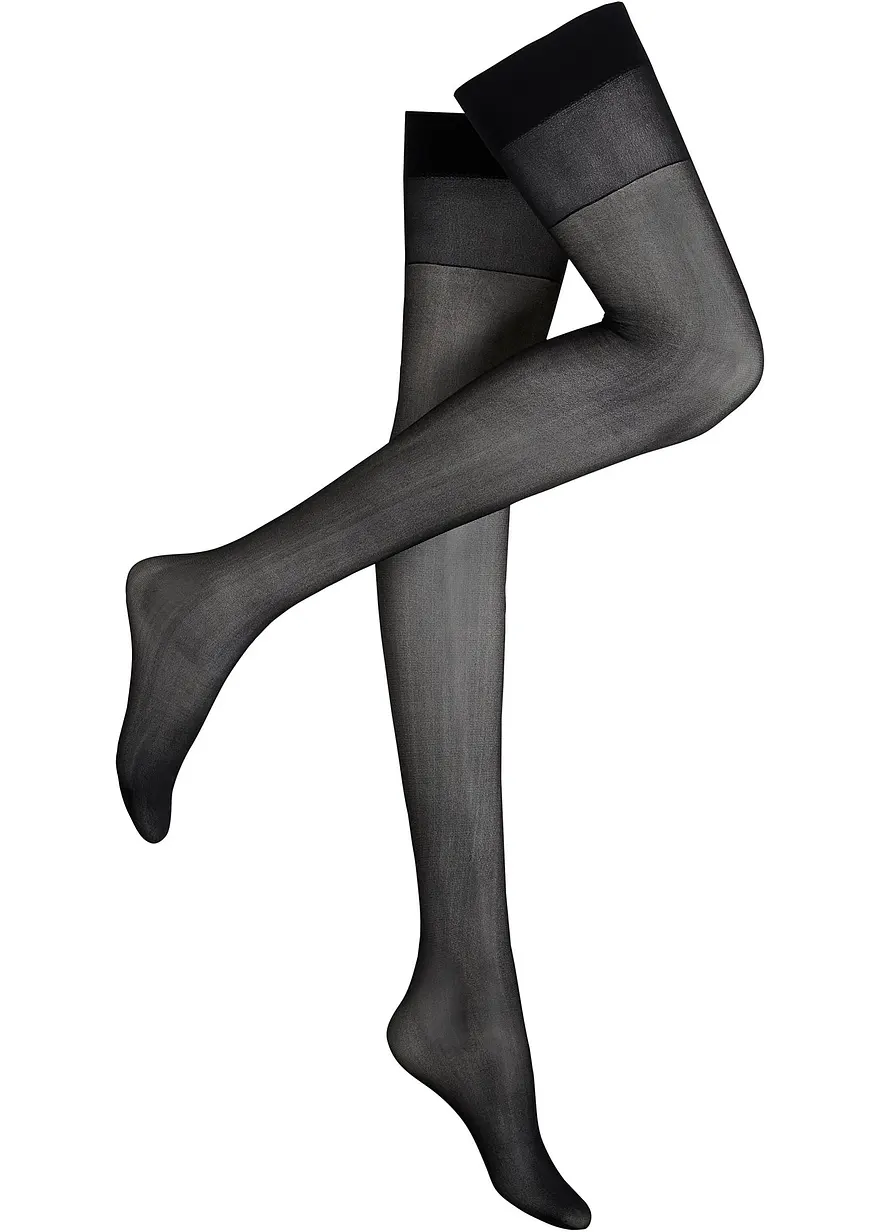Strapsstrümpfe 20 den Satin Sheer in schwarz von vorne - bonprix Strapsstrümpfe 20 den Satin Sheer in schwarz von vorne - bonprix