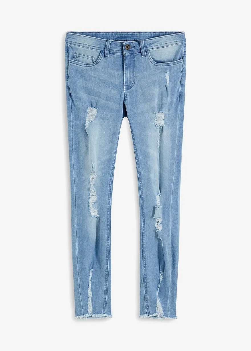 Super Skinny-Jeans verkürzt mit Destroy in blau von vorne - bonprix Super Skinny-Jeans verkürzt mit Destroy in blau von vorne - bonprix