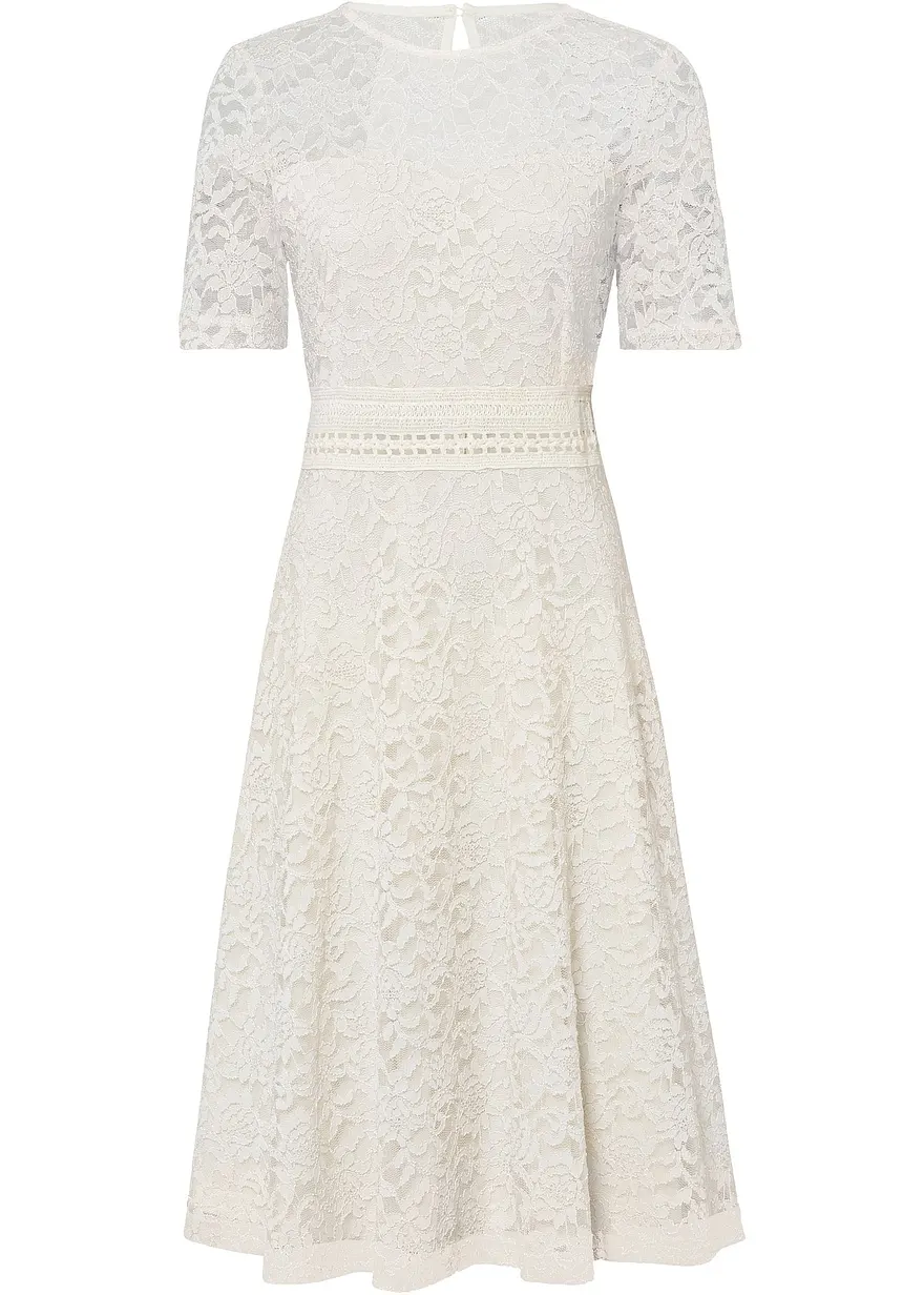 Spitzenkleid mit Häkeleinsatz in beige von vorne - bonprix Spitzenkleid mit Häkeleinsatz in beige von vorne - bonprix