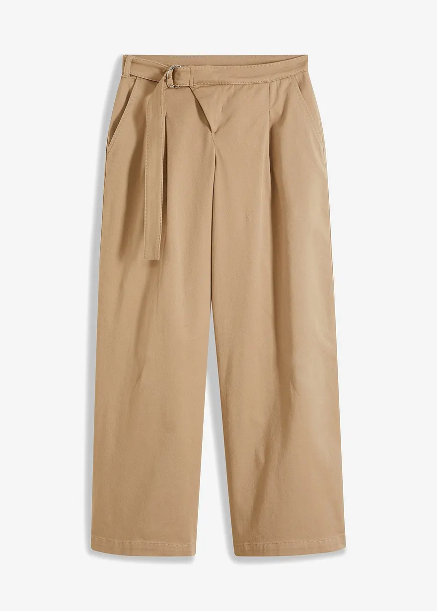 Hose mit asymmetrischer Öffnung in beige von vorne - RAINBOW Hose mit asymmetrischer Öffnung in beige von vorne - RAINBOW