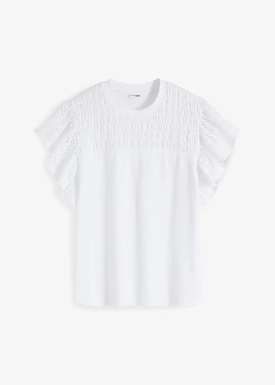 Shirt mit Lochstickerei in weiß von vorne - bonprix Shirt mit Lochstickerei in weiß von vorne - bonprix