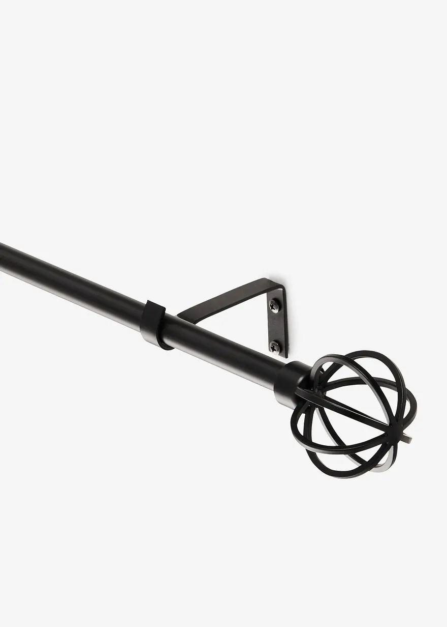 Gardinenstange ausziehbar mit Endstück Ball in schwarz - bonprix Gardinenstange ausziehbar mit Endstück Ball in schwarz - bonprix