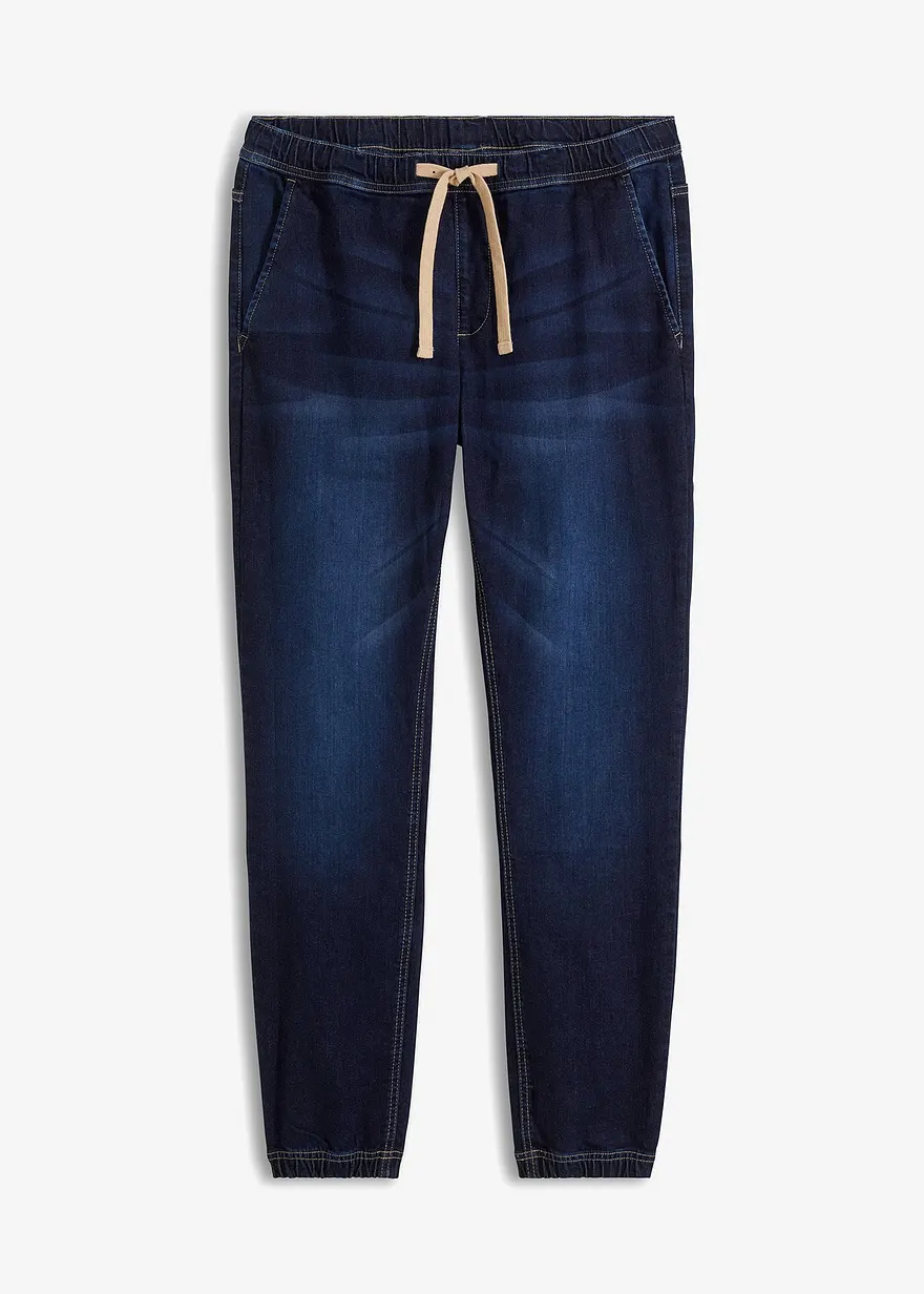 Regular Fit Stretch-Schlupfjeans, Tapered in blau von vorne - bonprix Regular Fit Stretch-Schlupfjeans, Tapered in blau von vorne - bonprix