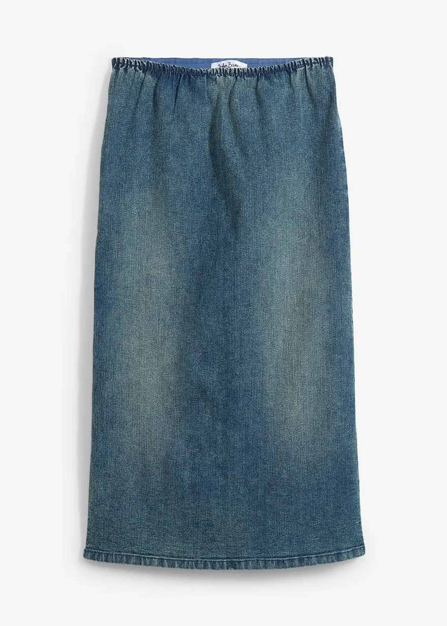 Stretch Jeansrock, lang in blau von vorne - bonprix Stretch Jeansrock, lang in blau von vorne - bonprix