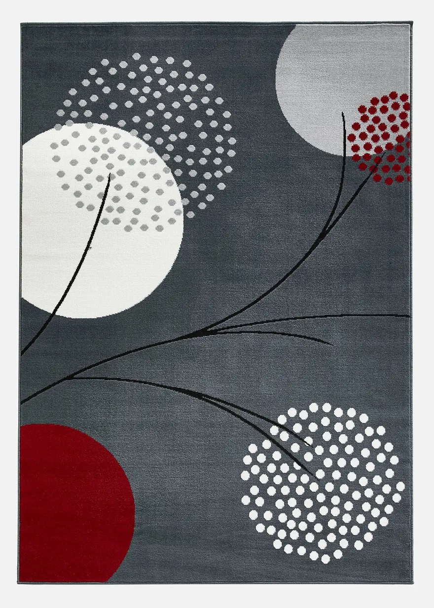 Teppich mit stilisierten Blüten in grau - bonprix Teppich mit stilisierten Blüten in grau - bonprix