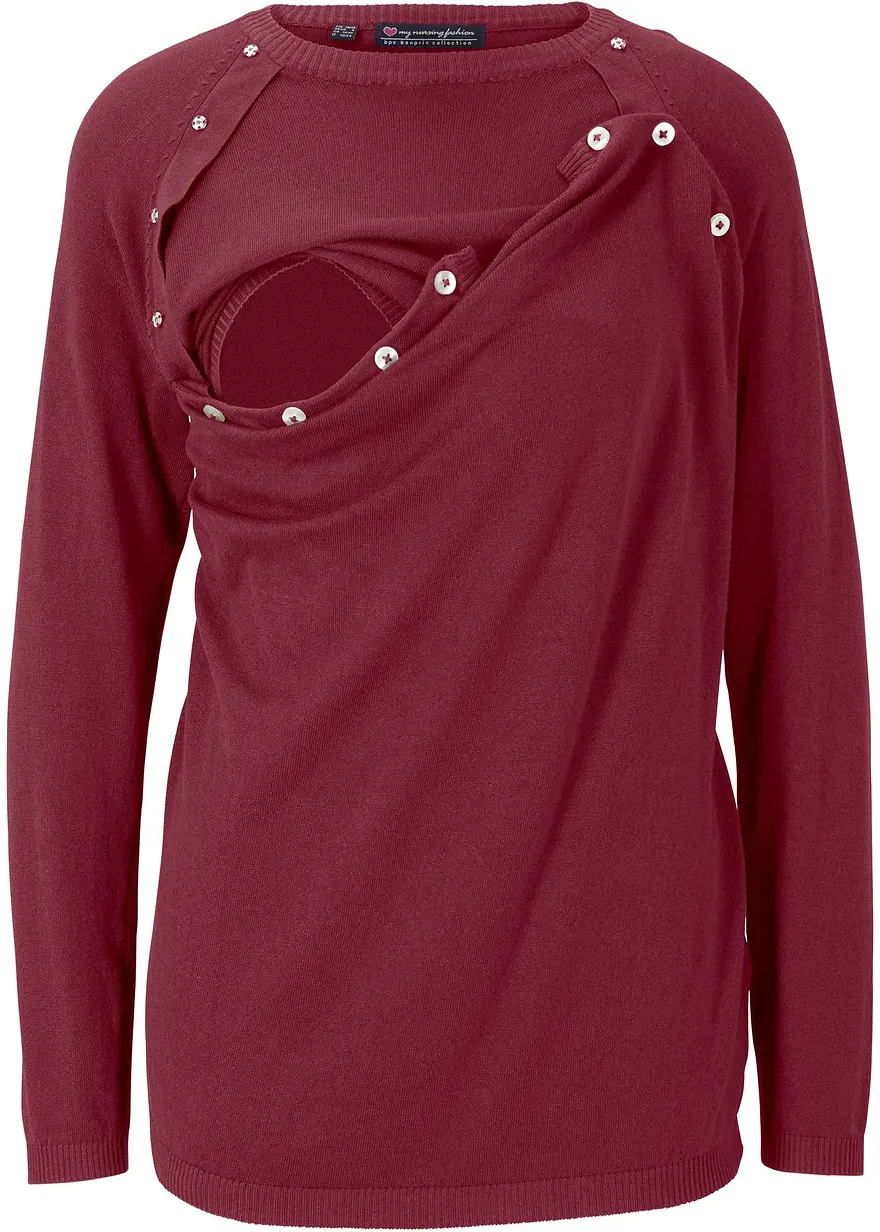2-in-1 Umstands- und Stillpullover aus Feinstrick in rot von vorne - bonprix 2-in-1 Umstands- und Stillpullover aus Feinstrick in rot von vorne - bonprix