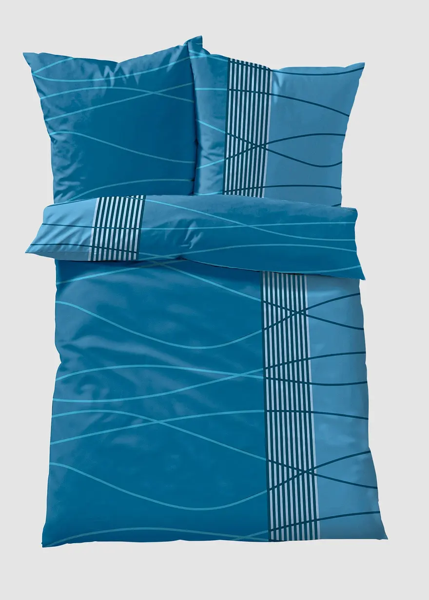 Bettwäsche mit Wellen in blau - bonprix Bettwäsche mit Wellen in blau - bonprix