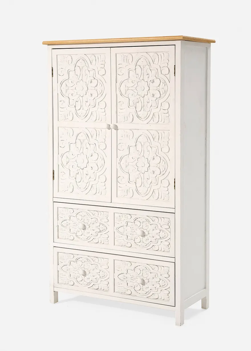 Schrank mit Ornamenten in weiß von vorne - bonprix Schrank mit Ornamenten in weiß von vorne - bonprix
