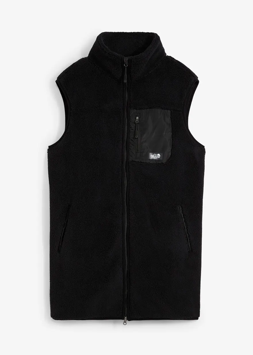 Teddy-Fleece Weste in schwarz von vorne - bonprix Teddy-Fleece Weste in schwarz von vorne - bonprix