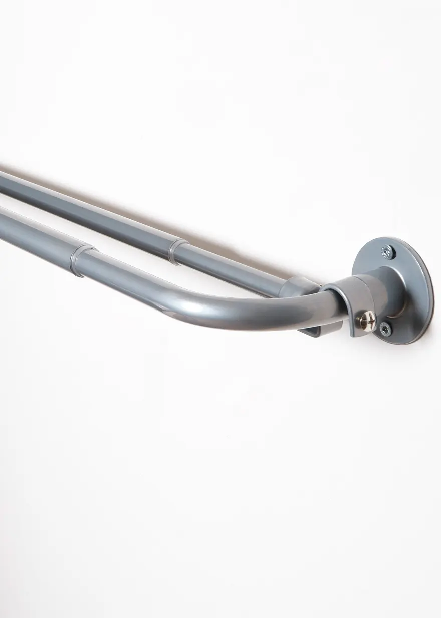 Eck Gardinenstange ausziehbar in silber von vorne - bonprix Eck Gardinenstange ausziehbar in silber von vorne - bonprix