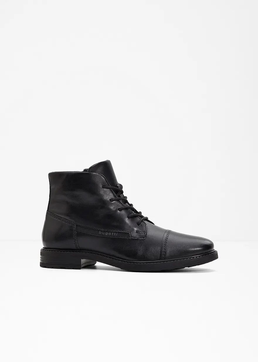 Bugatti Schnür Stiefelette aus Leder in schwarz - Bugatti Bugatti Schnür Stiefelette aus Leder in schwarz - Bugatti