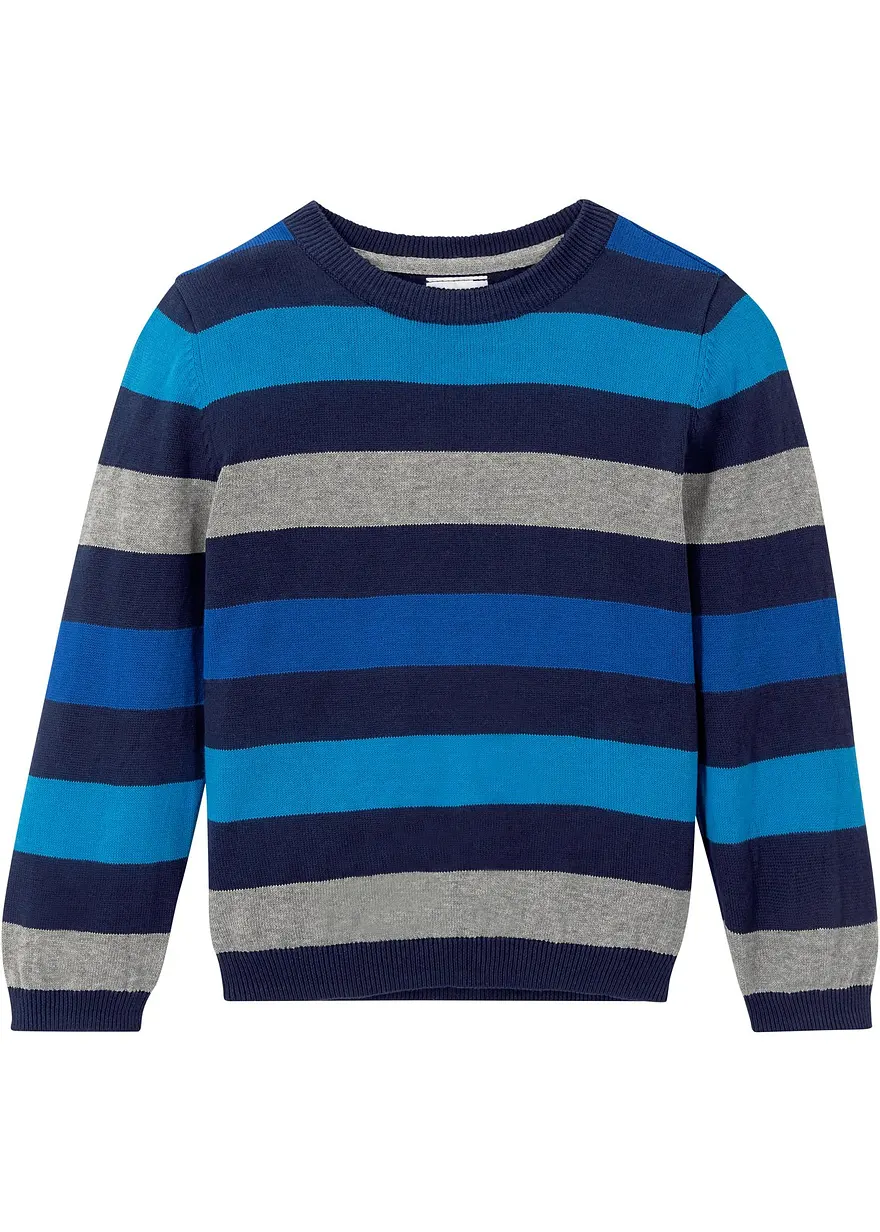 Feinstrickpullover aus reiner Baumwolle in blau von vorne - bonprix Feinstrickpullover aus reiner Baumwolle in blau von vorne - bonprix
