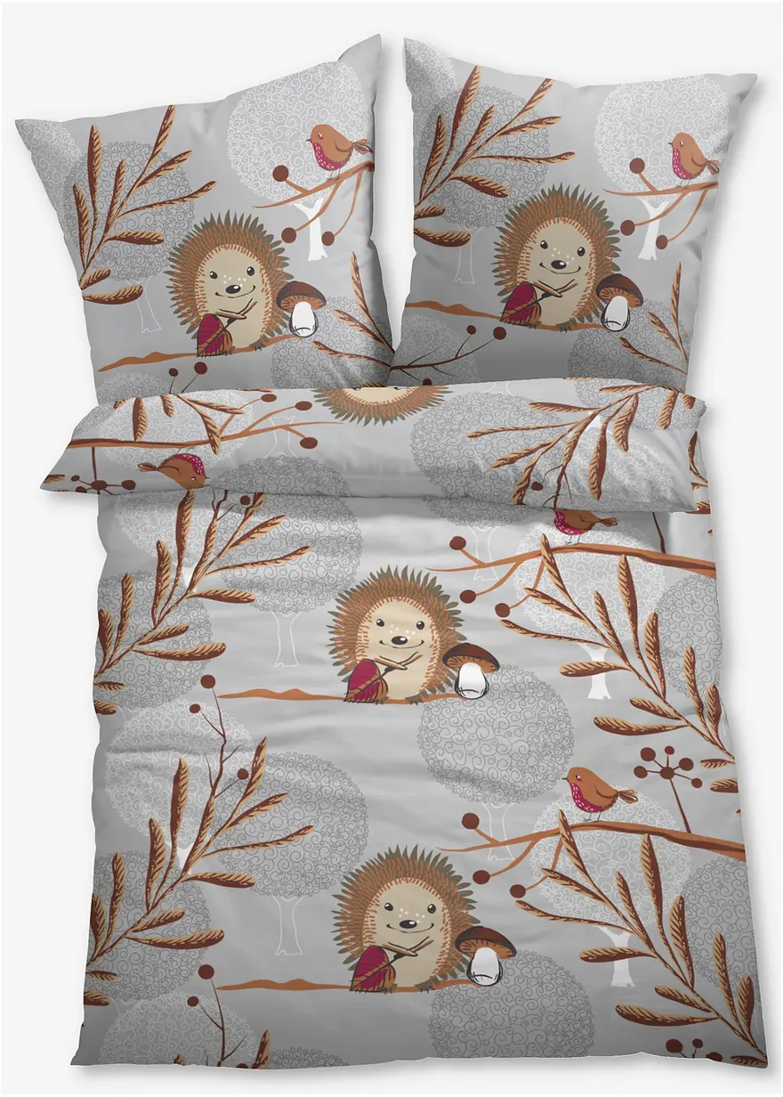 Bettwäsche mit Igel in grau - bonprix Bettwäsche mit Igel in grau - bonprix