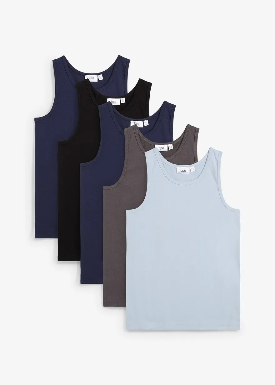 Unterhemd (5er Pack) in schwarz von vorne - bonprix Unterhemd (5er Pack) in schwarz von vorne - bonprix