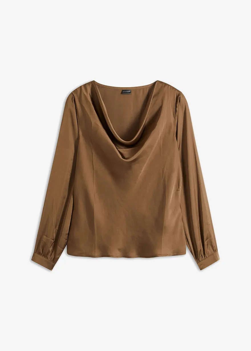 Bluse aus feinem Satin in braun von vorne - bonprix Bluse aus feinem Satin in braun von vorne - bonprix