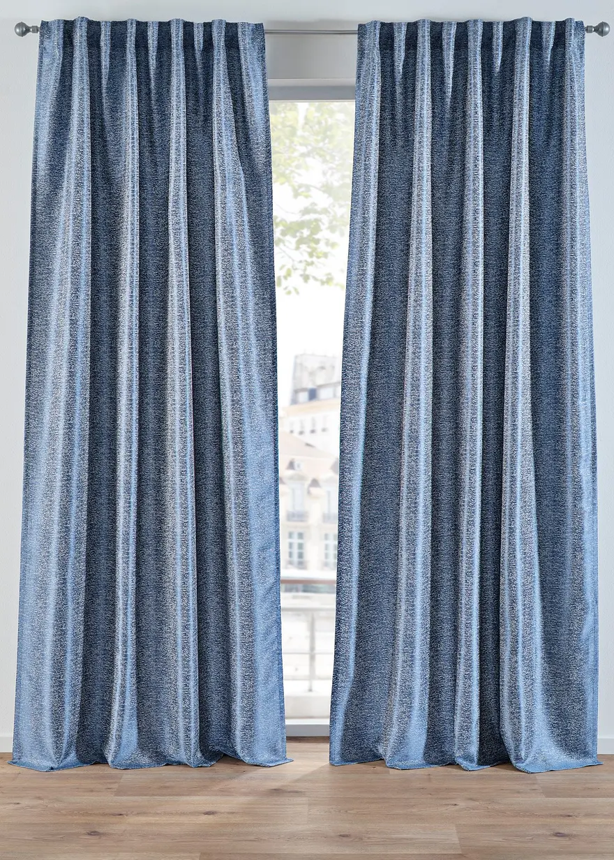 Jacquard Vorhang meliert (1er Pack) in blau - bonprix Jacquard Vorhang meliert (1er Pack) in blau - bonprix