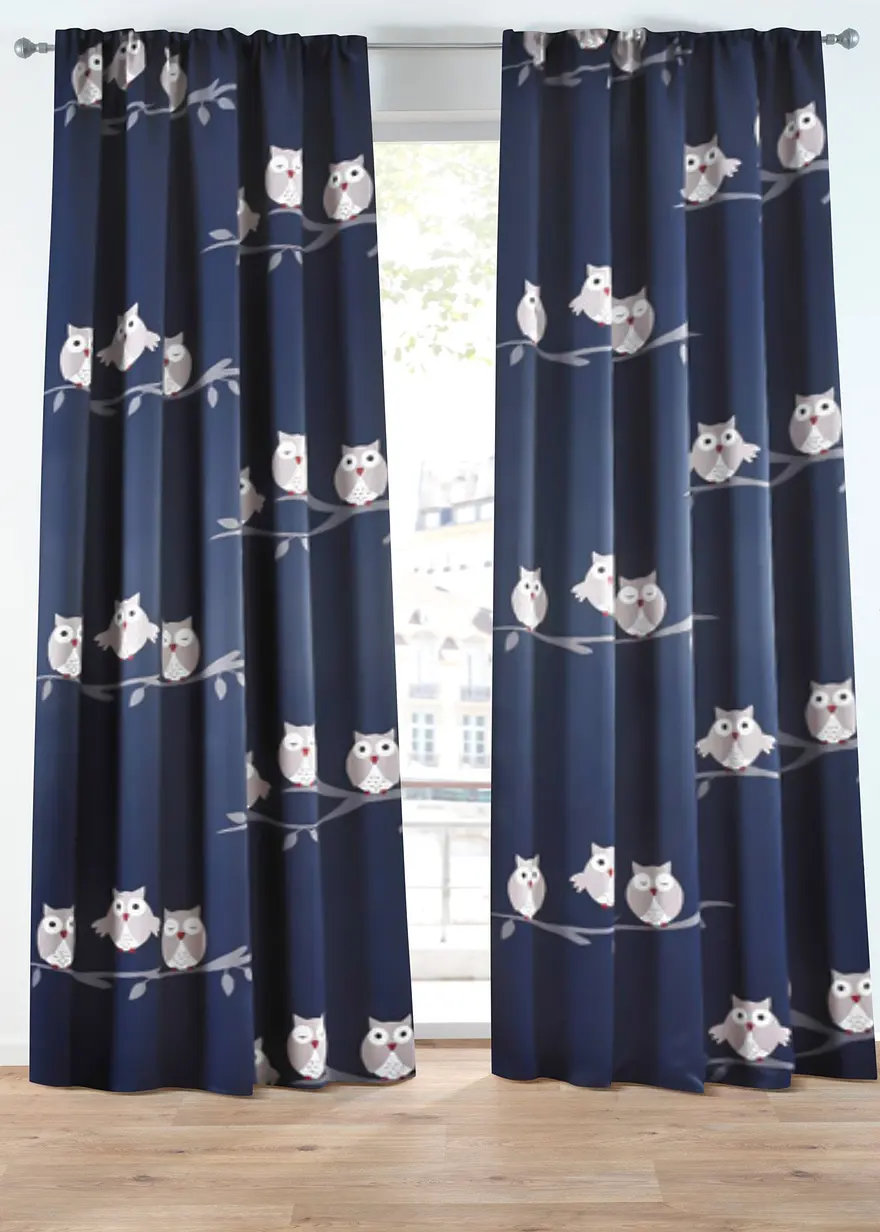 Verdunkelungsvorhang mit Eulen Druck mit recyceltem Polyester (1er Pack) in blau - bonprix Verdunkelungsvorhang mit Eulen Druck mit recyceltem Polyester (1er Pack) in blau - bonprix