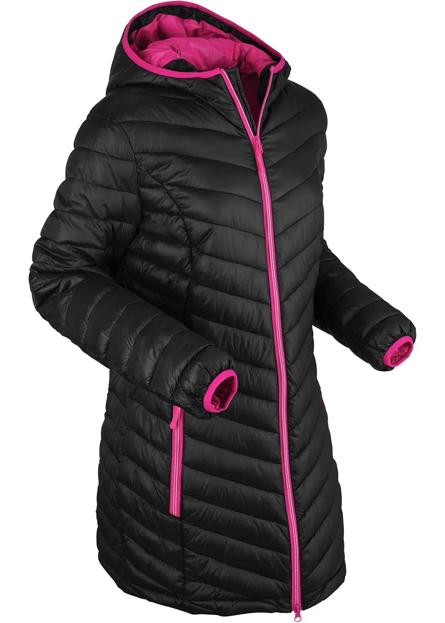 Ultraleichte Stepp-Longjacke im Beutel in schwarz von vorne - bonprix Ultraleichte Stepp-Longjacke im Beutel in schwarz von vorne - bonprix