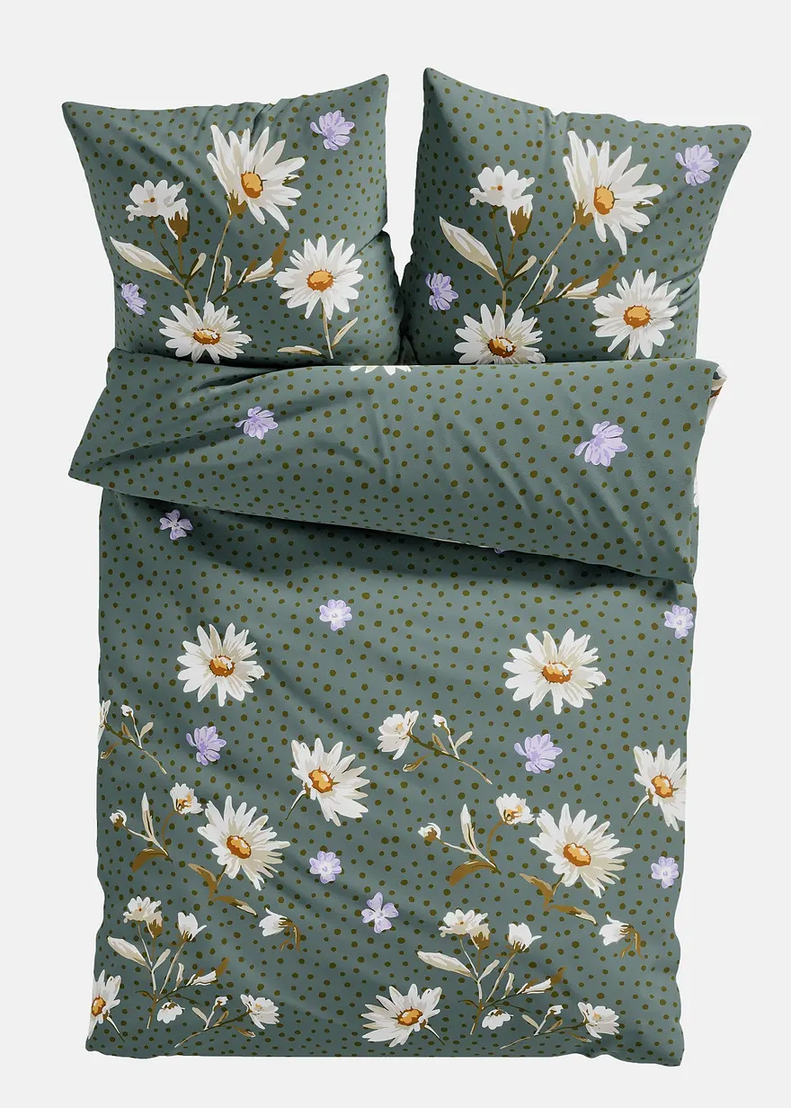 Bettwäsche mit floralem Design in grün von vorne - bonprix Bettwäsche mit floralem Design in grün von vorne - bonprix