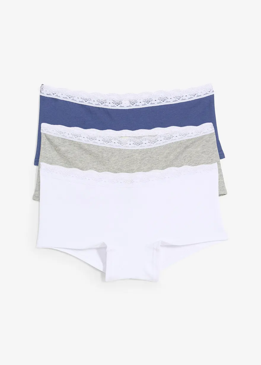 Panty mit weicher Baumwolle und Spitze (5er Pack) in blau von vorne - bonprix Panty mit weicher Baumwolle und Spitze (5er Pack) in blau von vorne - bonprix