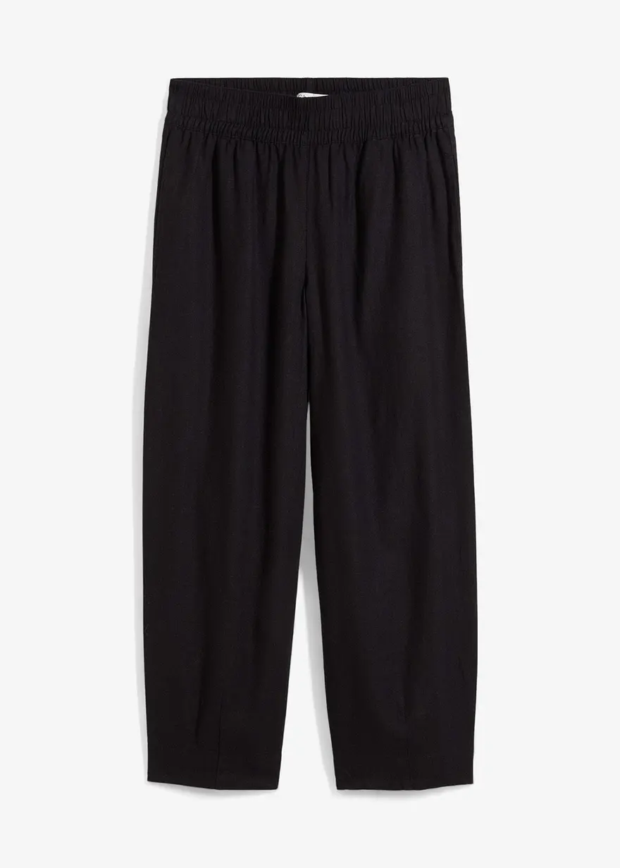 Schlupfhose mit Leinen, 7/8- Länge in schwarz von vorne - bonprix Schlupfhose mit Leinen, 7/8- Länge in schwarz von vorne - bonprix
