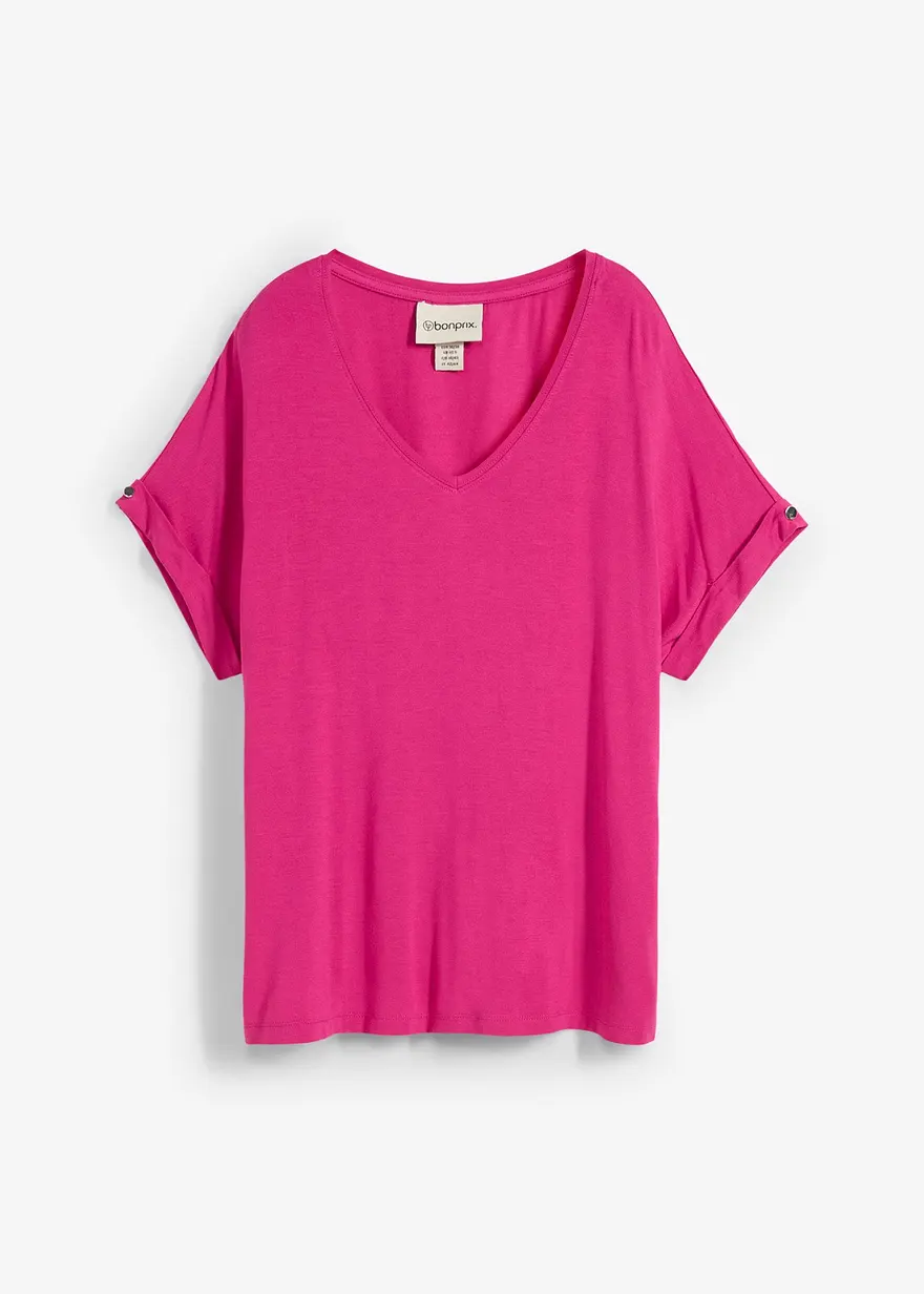 Shirt aus fließendem Viskose-Mix in pink von vorne - bonprix Shirt aus fließendem Viskose-Mix in pink von vorne - bonprix