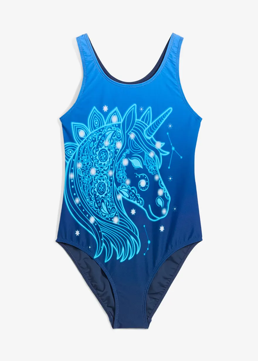 Badeanzug in blau von vorne - bonprix Badeanzug in blau von vorne - bonprix