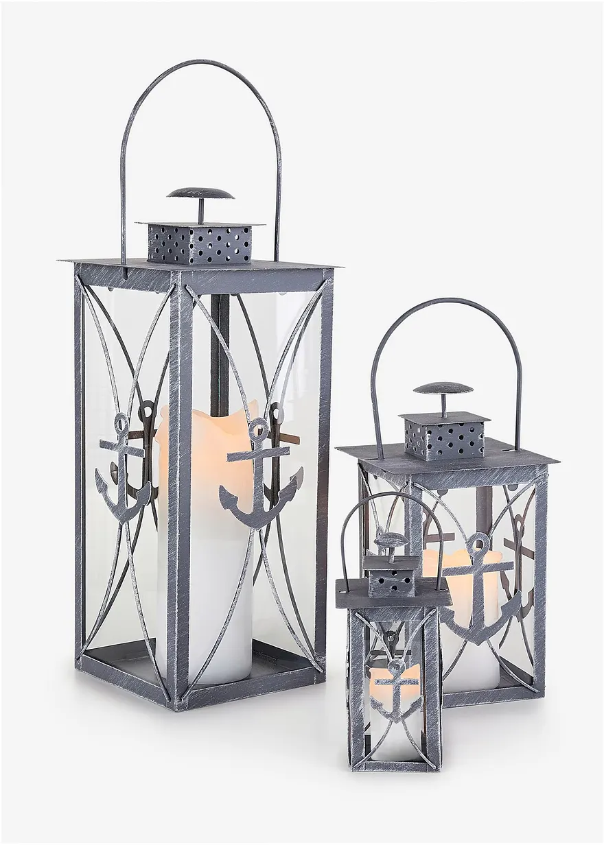 Laterne mit Anker (3-tlg.Set) in grau - bonprix Laterne mit Anker (3-tlg.Set) in grau - bonprix