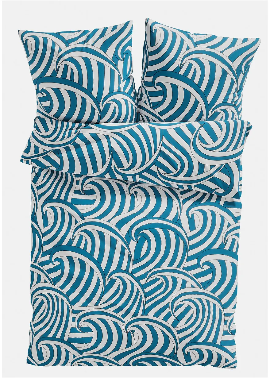 Bettwäsche mit Wellen in blau von vorne - bonprix Bettwäsche mit Wellen in blau von vorne - bonprix