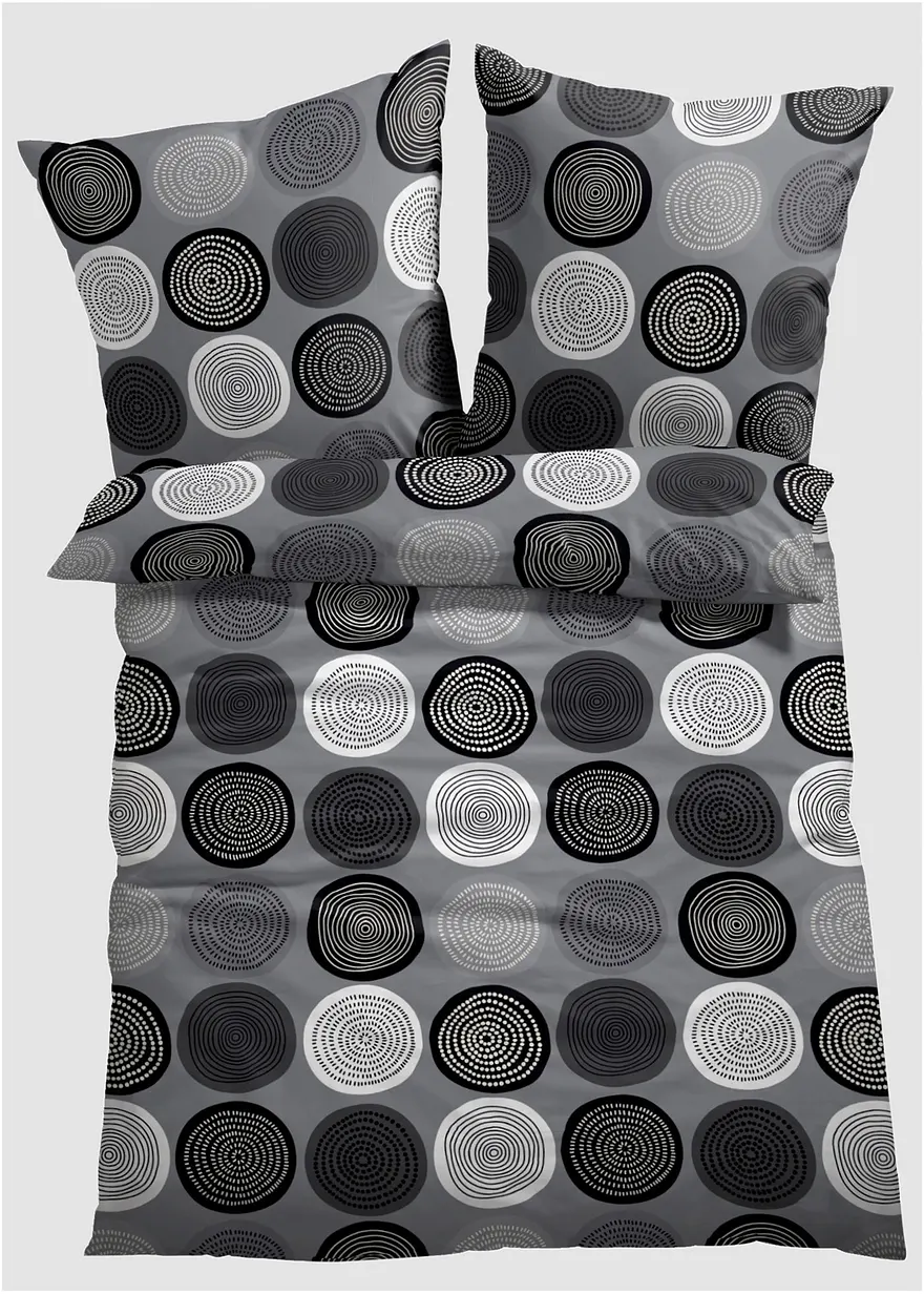 Bettwäsche mit Kreisen in grau von vorne - bonprix Bettwäsche mit Kreisen in grau von vorne - bonprix