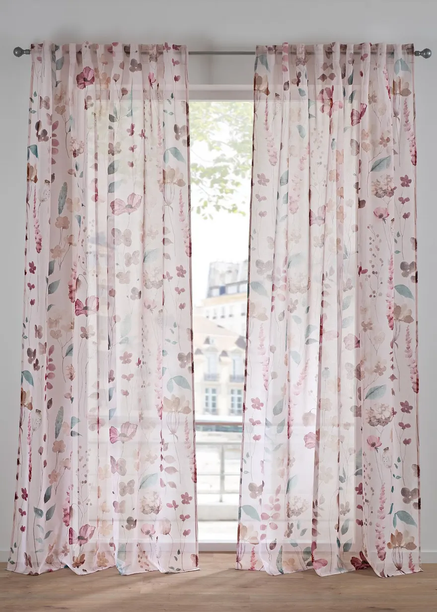 Gardine mit Blumen Druck (1er Pack) in bunt - bonprix Gardine mit Blumen Druck (1er Pack) in bunt - bonprix