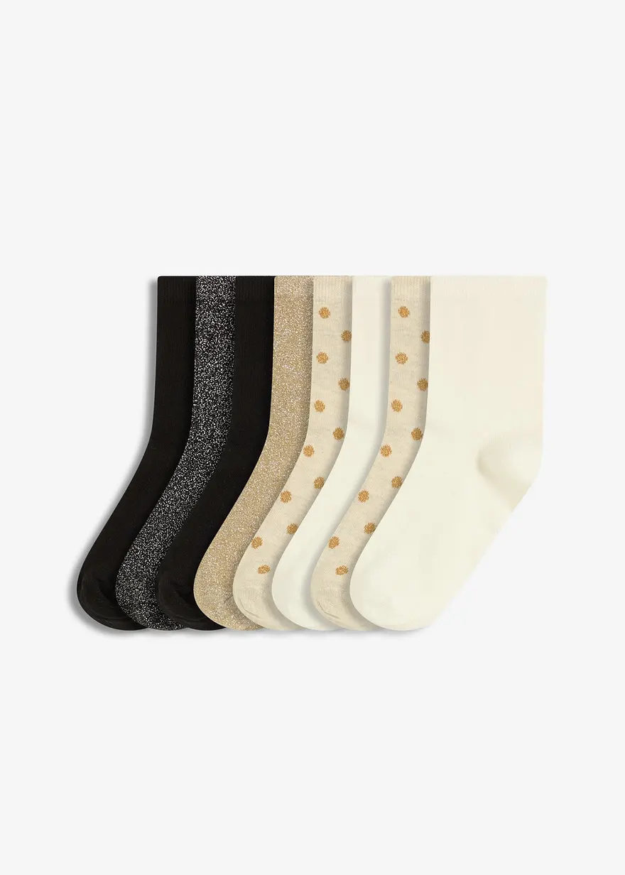 Halbsocken mit Lurex und Bio-Baumwolle (8er Pack) in schwarz von vorne - bonprix Halbsocken mit Lurex und Bio-Baumwolle (8er Pack) in schwarz von vorne - bonprix