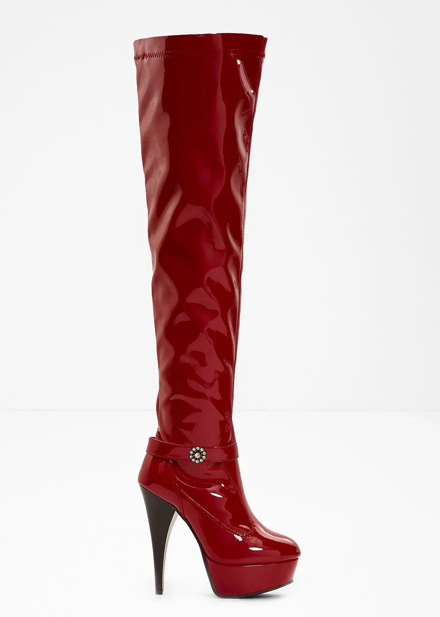 Plateau Overknee Stiefel in rot - bonprix Plateau Overknee Stiefel in rot - bonprix