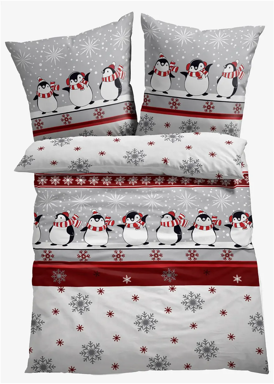 Bettwäsche mit Pinguinen in weiß von vorne - bonprix Bettwäsche mit Pinguinen in weiß von vorne - bonprix