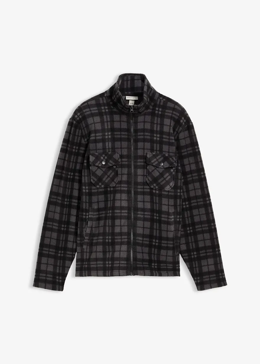 Fleecejacke mit Stehkragen in schwarz von vorne - bonprix Fleecejacke mit Stehkragen in schwarz von vorne - bonprix