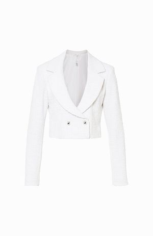 Damen - Bolero-Blazer aus Bouclé - weiß