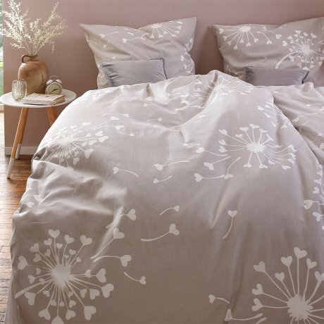 Wohnen - Bettwäsche mit Pusteblumen - grau