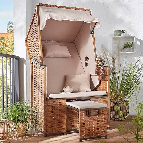 Wohnen & Garten - Strandkorb für 1 Person - braun