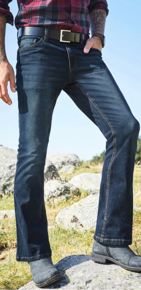 Herren - Slim Fit Stretch-Jeans, Bootcut - dunkelblau denim