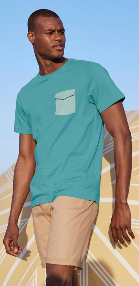 Herren - T-Shirt mit Tasche - meeresgrün
