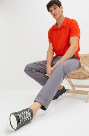 Herren - Poloshirt mit Resortkragen, Kurzarm aus Bio Baumwolle - blutorange