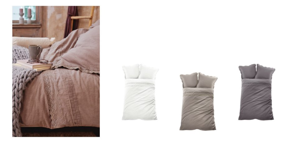 Wohnen - Bettwäsche mit Spitze - weiß