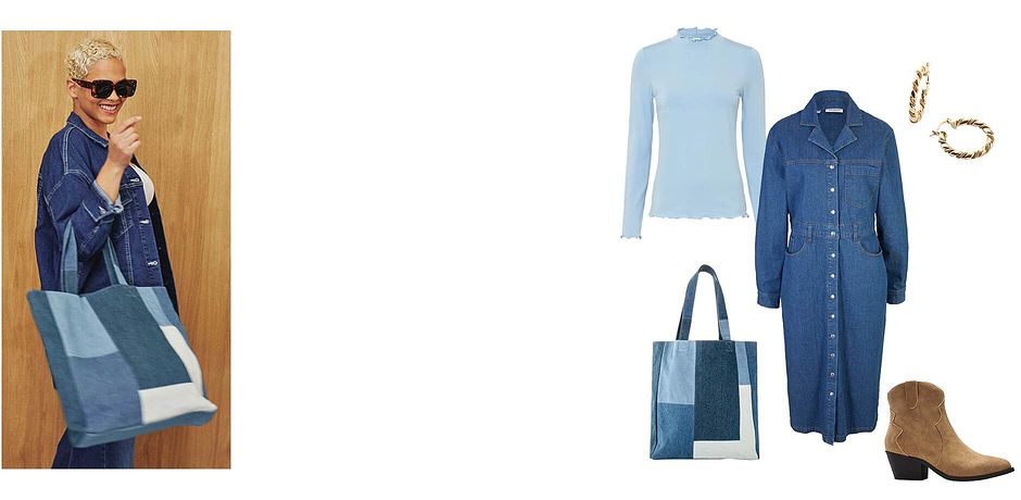 Damen - Stoffshopper - blau