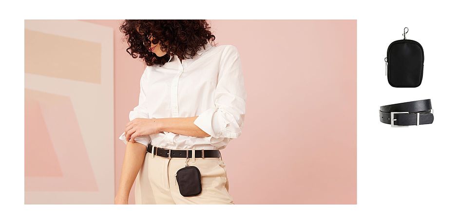 Damen - Anhänger Mini Tasche - schwarz