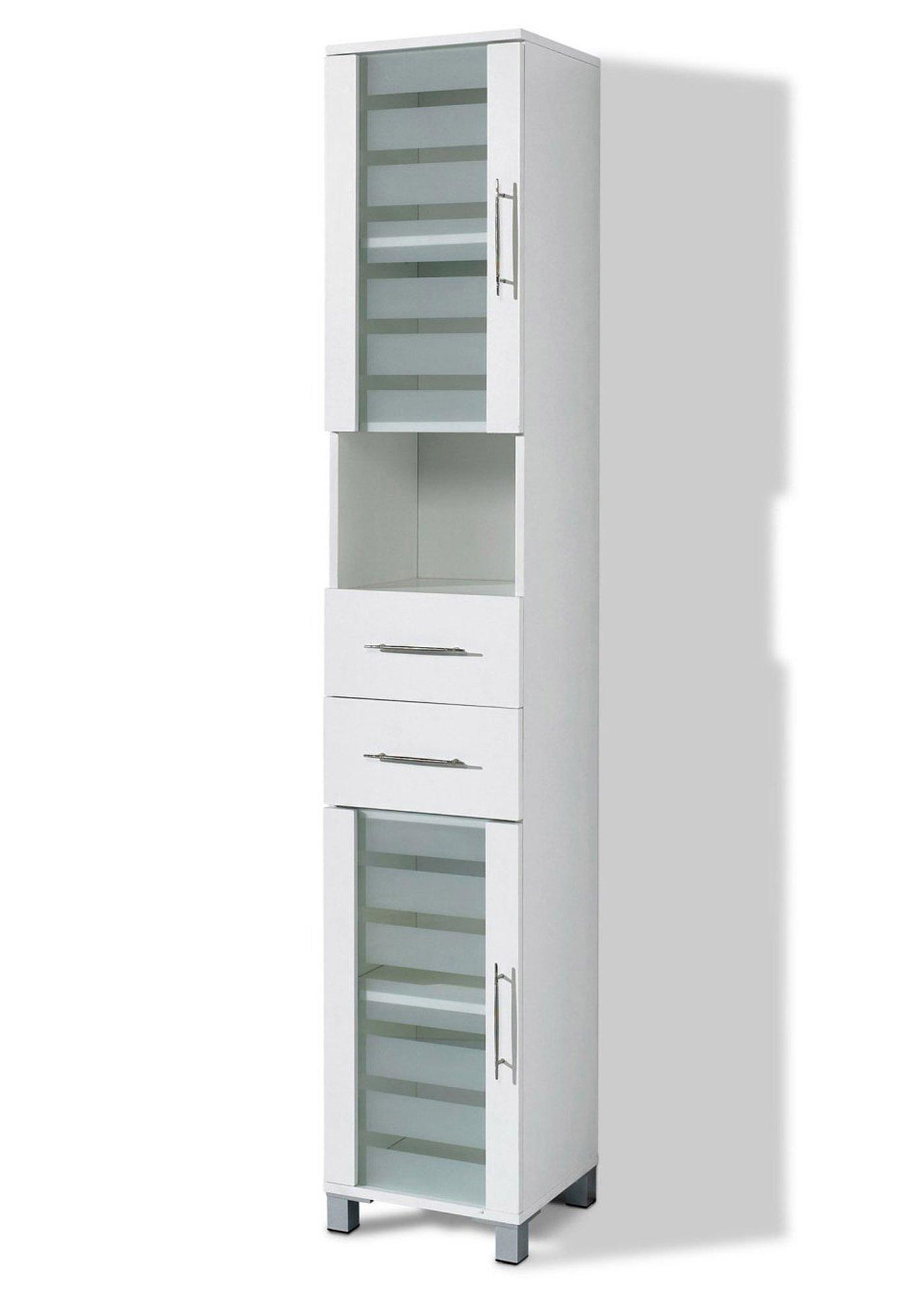 Für mehr Ordnung im Bad sorgt der schmale Badezimmer Hochschrank Ted. (95491695) in weiß