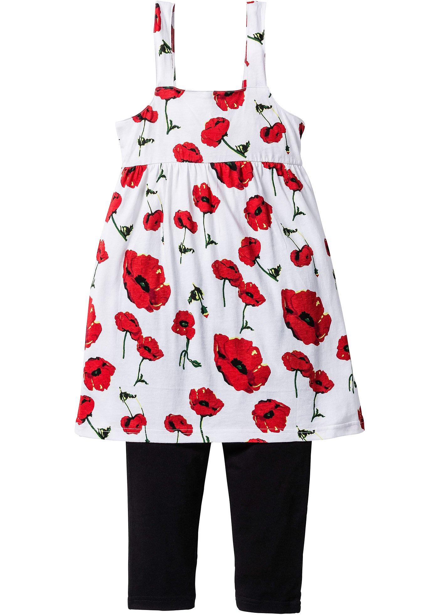 Tolles Set mit Mohnblumen-Print (92297895) in erdbeere/weiß/schwarz