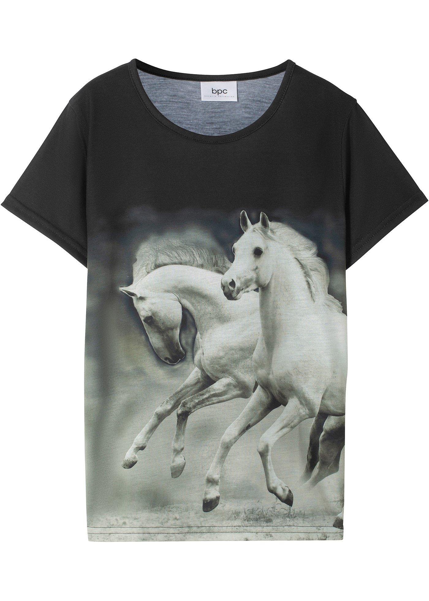 Modisches T-Shirt mit Pferde-Print (94659795) in schwarz